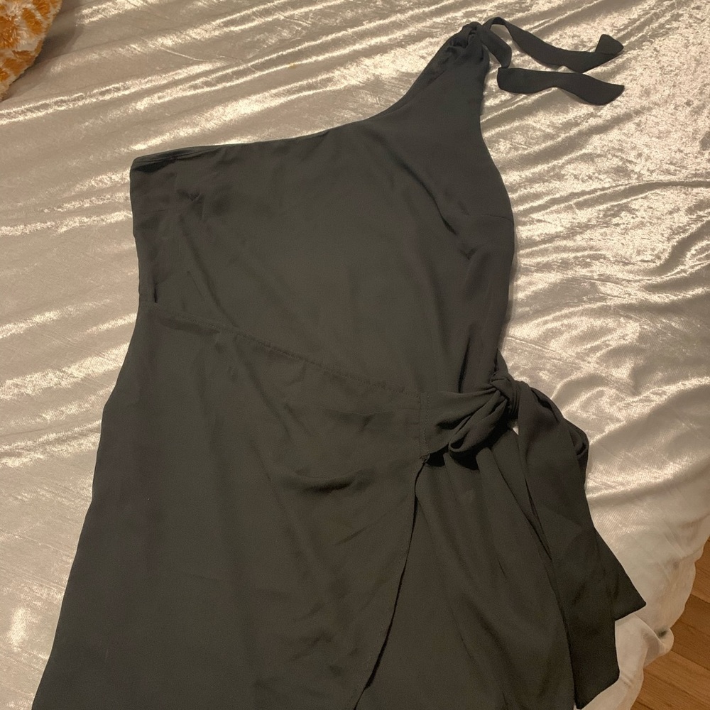 black wrap dress
